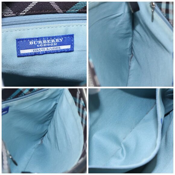 BURBERRY Nova Check Blue Label Shoulder Bag Canvas Blue Silver Auth BD488 - Picture 14 of 15